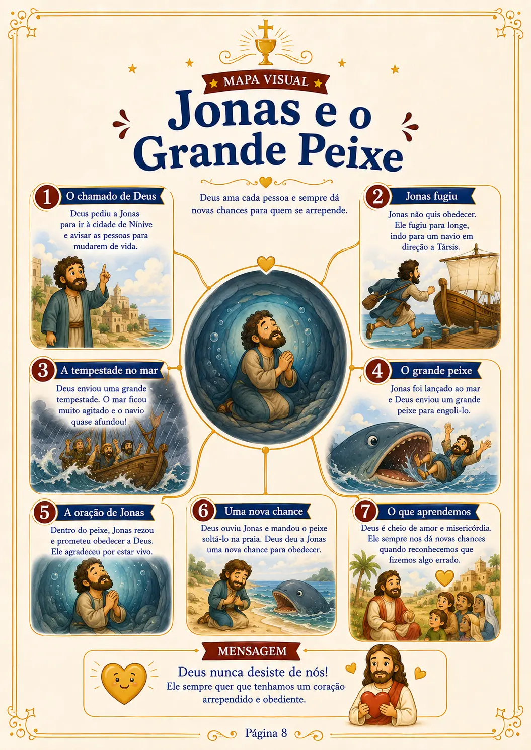 Mapa visual de Jonas e o grande peixe
