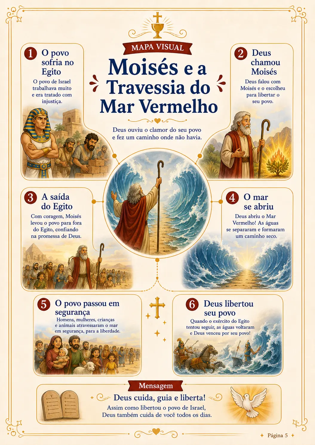 Mapa visual de Moisés e a travessia do Mar Vermelho