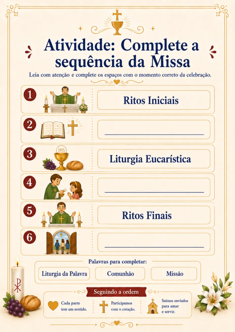 Atividade de completar a sequência