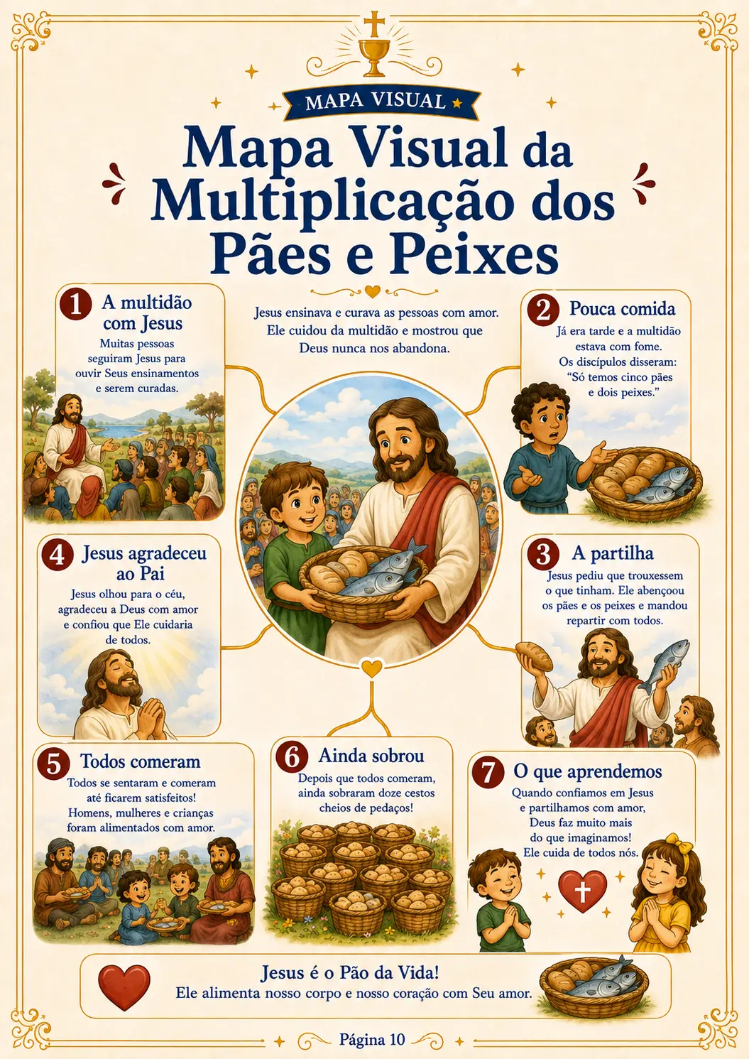 Mapa visual da multiplicação dos pães e peixes